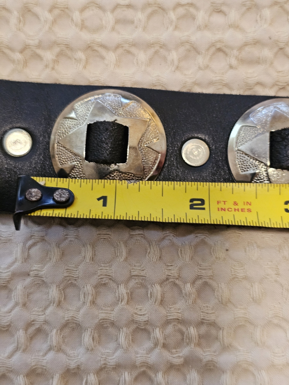 Vintage Handmade Black And Silver Concho Belt Unisex - Picture 10 of 12